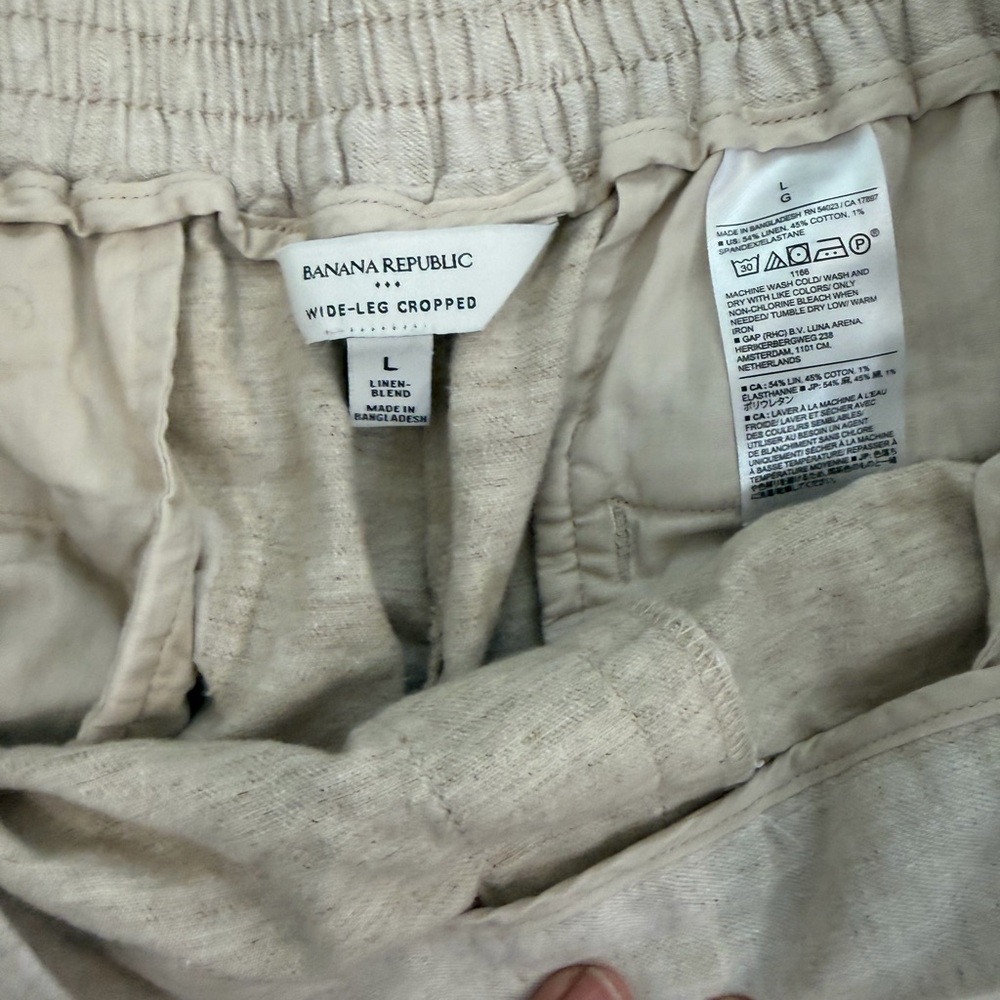 Banana Republic Wide-Leg Cropped Linen Blend Pants women’s size large. - Picture 5 of 5